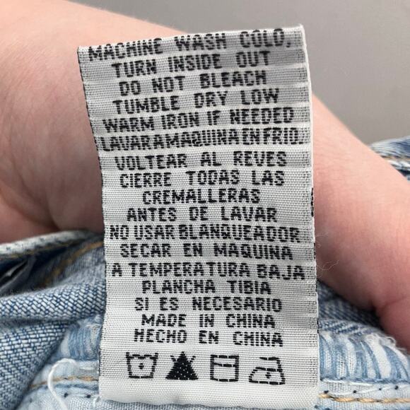 Twelve By Ontwelfth Medium Wash Blue Button Fly Distressed Boyfriend Denim Jean - Picture 5 of 7